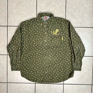 Men’s Small Vintage Looney Tunes Tweety Bird Corduroy Button Button Down Shirt